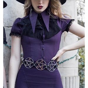 Killstar Meave Ruffle Shirt (Plum) ON HOLD
